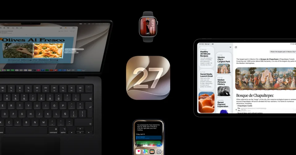 MacBook Pro, iPad, iPhone y Apple Watch con macOS 27 Golden Gate